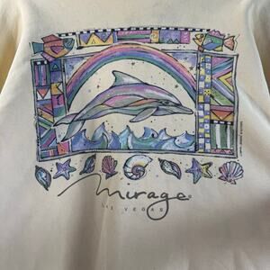 Vintage Vegas USA Mirage Yellow Crewneck Dolphin Shells Cotton XL READ
